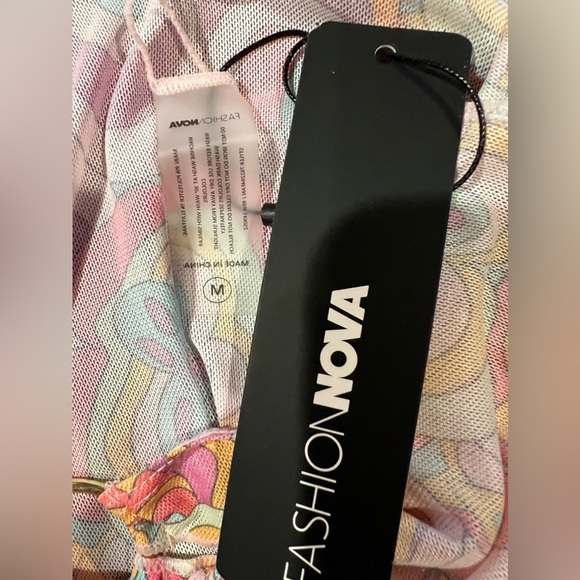 NWT Fashion Nova All The Vibes Sheer Cover Up Dress - Pink/combo- medium - Picture 10 of 10